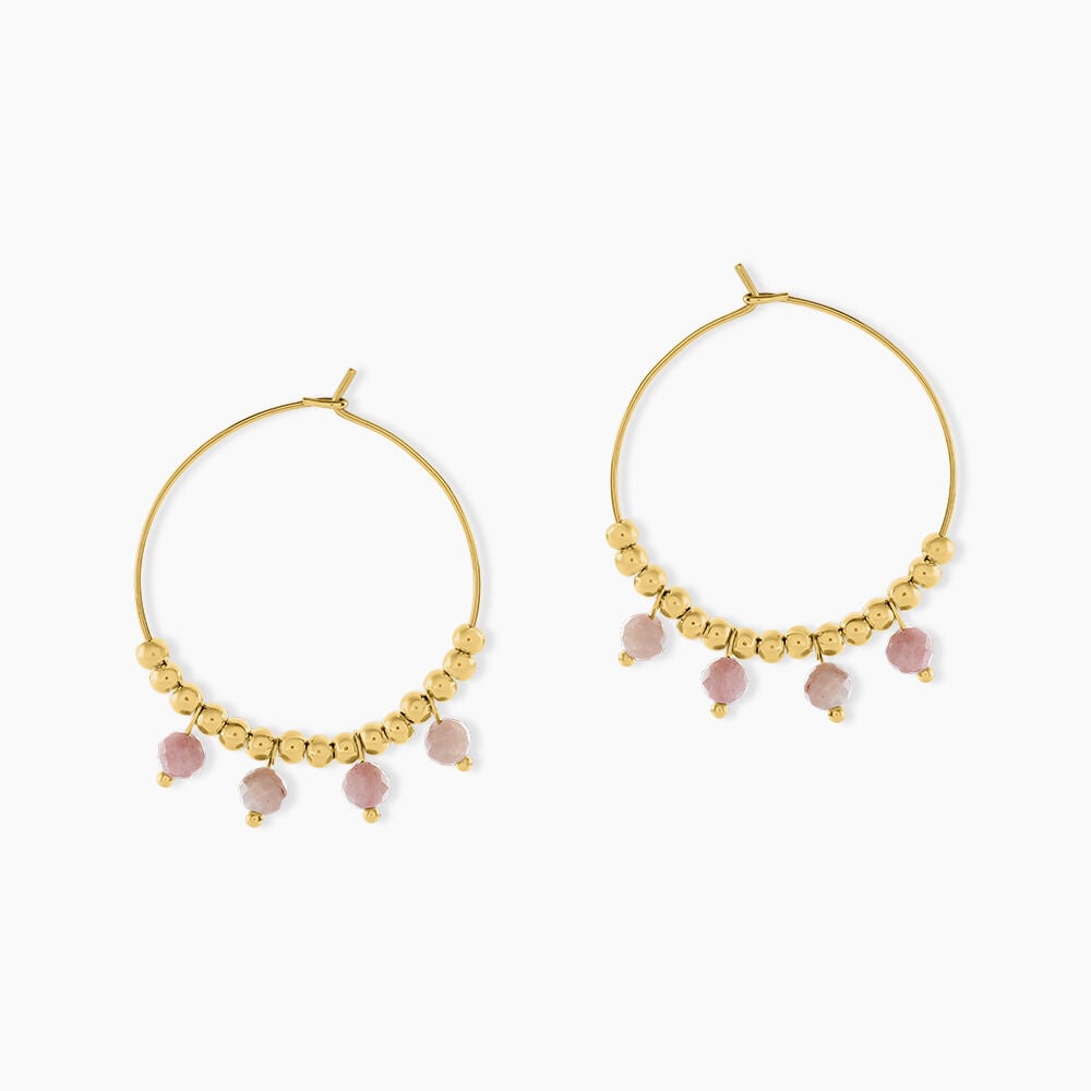 Créoles Acier Jaune Rhodochrosite - Créoles Femme | Marc Orian