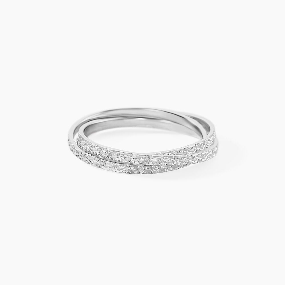 Alliance Shelena Ruban Plat Or Blanc - Alliances duo Unisex | Marc Orian