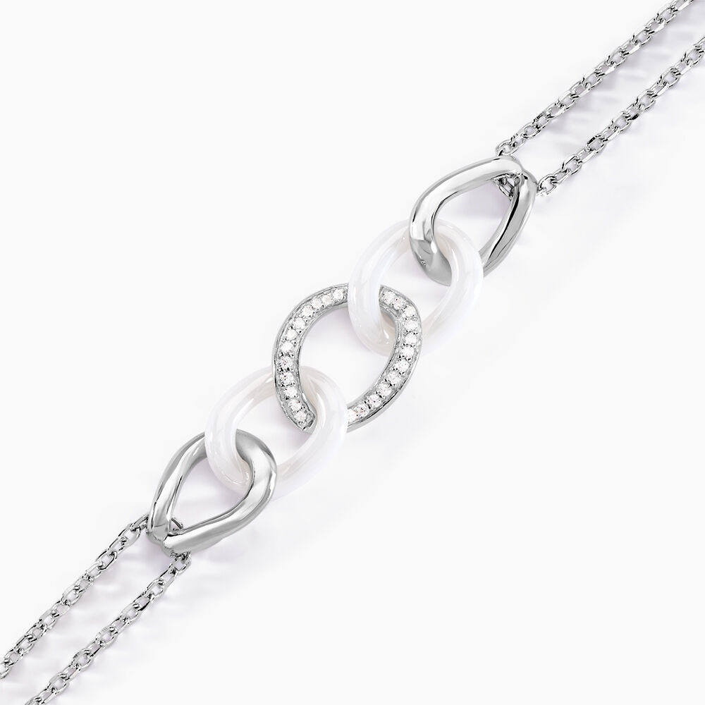 Bracelet Link Argent Blanc Céramique Et Oxyde De Zirconium - Bracelets chaînes Femme | Marc Orian