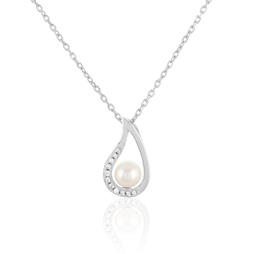 Collier Akiko Argent Blanc Perle De Culture Et Oxyde De Zirconium - Colliers avec pierres Femme | Marc Orian