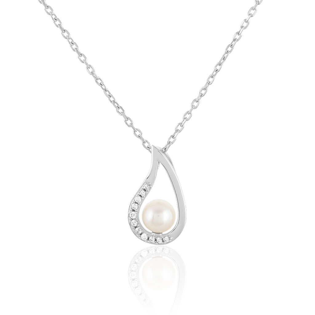 Collier Akiko Argent Blanc Perle De Culture Et Oxyde De Zirconium - Colliers avec pierres Femme | Marc Orian