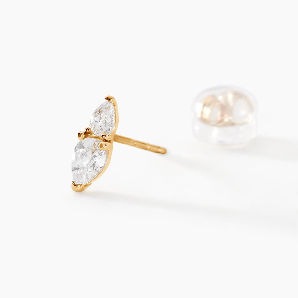 Boucles D'oreilles Puces Timeus Or Jaune Oxyde De Zirconium - Puces Femme | Marc Orian