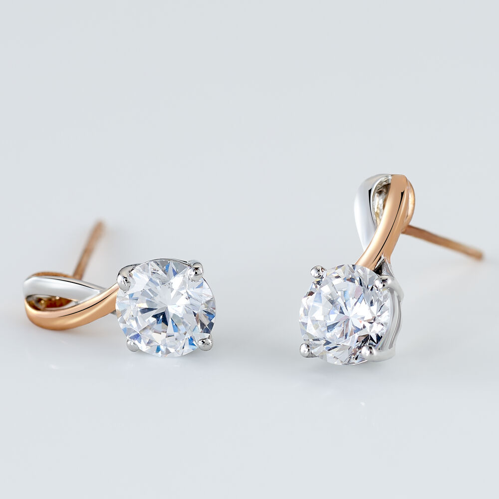 Boucles D'oreilles Pendantes Micheline Or Bicolore Oxyde De Zirconium - Pendantes Femme | Marc Orian