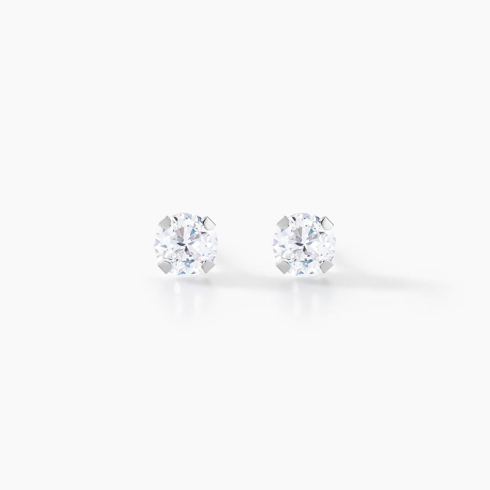 Boucles D'oreilles Puces Eddie Or Blanc Oxyde De Zirconium - Puces Femme | Marc Orian