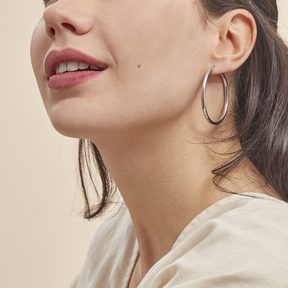 Créoles Argent Blanc Anne - Créoles Femme | Marc Orian