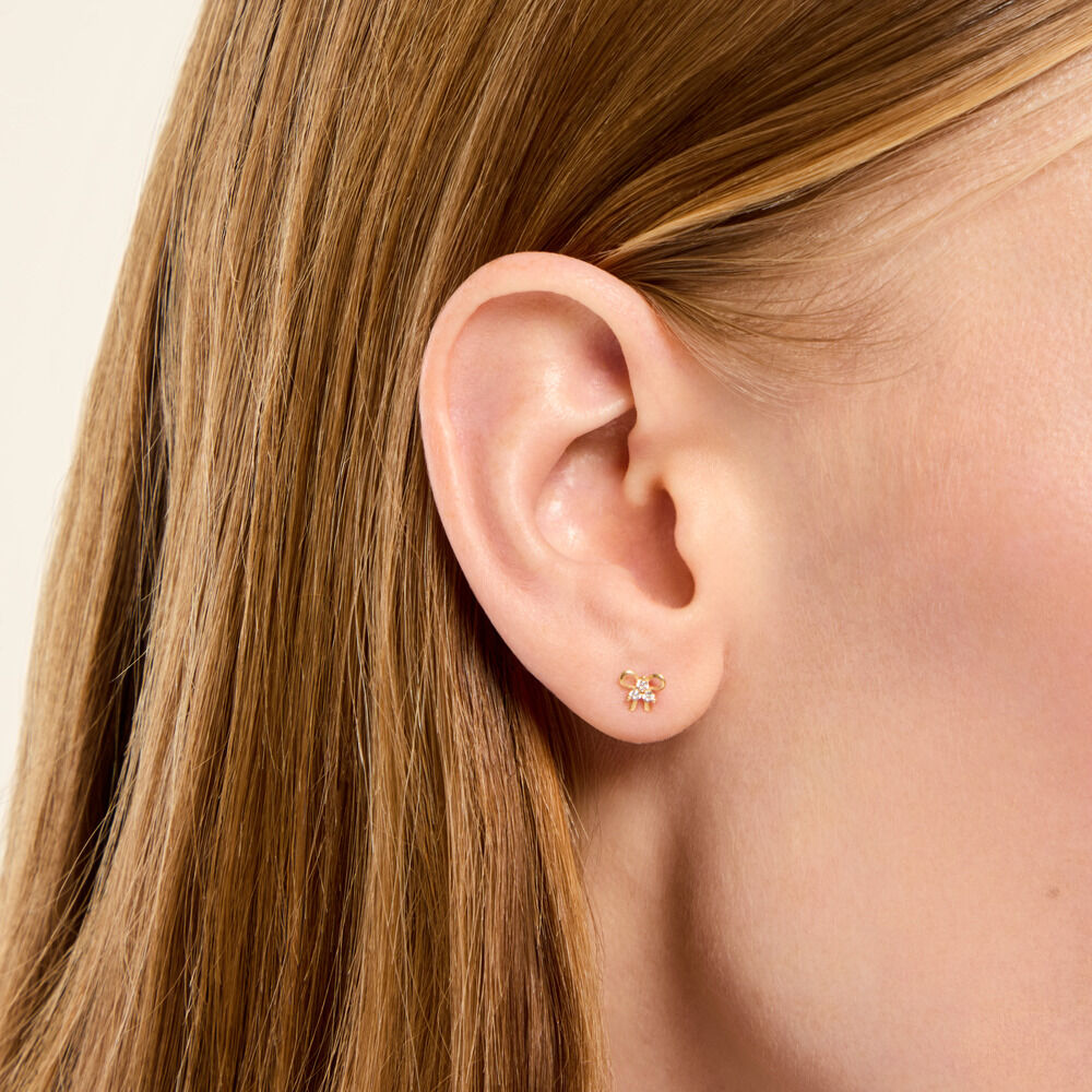Boucles D'Oreilles Puces Darina Argent Dor&eacute; A L'Or 750/1000 Oxyde De Zirconium - Puces Enfant | Marc Orian