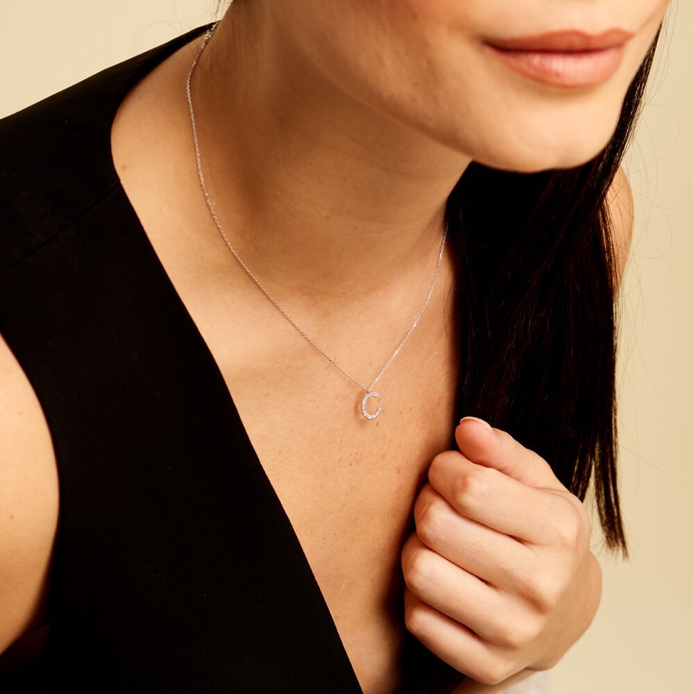 Collier Oran Or Blanc Diamant - Colliers avec pierres Femme | Marc Orian