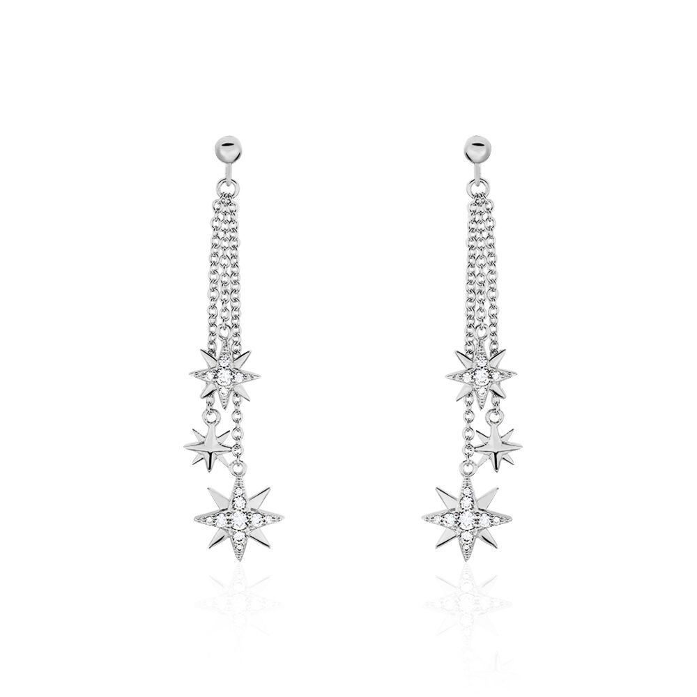Boucles D'oreilles Pendantes Sathya Argent Blanc Oxyde De Zirconium - Pendantes Femme | Marc Orian