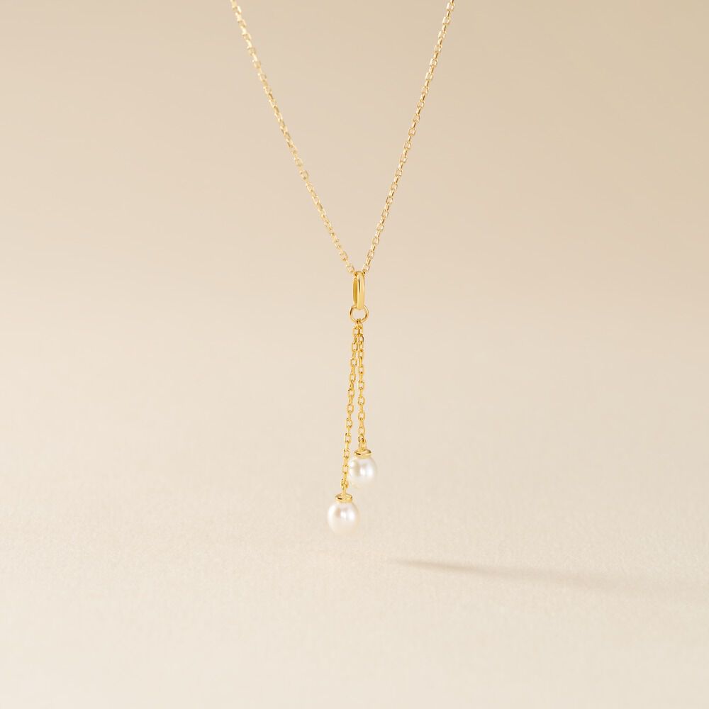 Collier Carrine 2 Fils Or Jaune Perle De Culture - Colliers avec pierres Femme | Marc Orian
