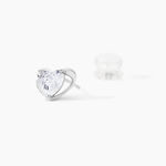 Boucles D'oreilles Puces Daria Coeur Plein Or Blanc Oxyde De Zirconium - Puces Femme | Marc Orian