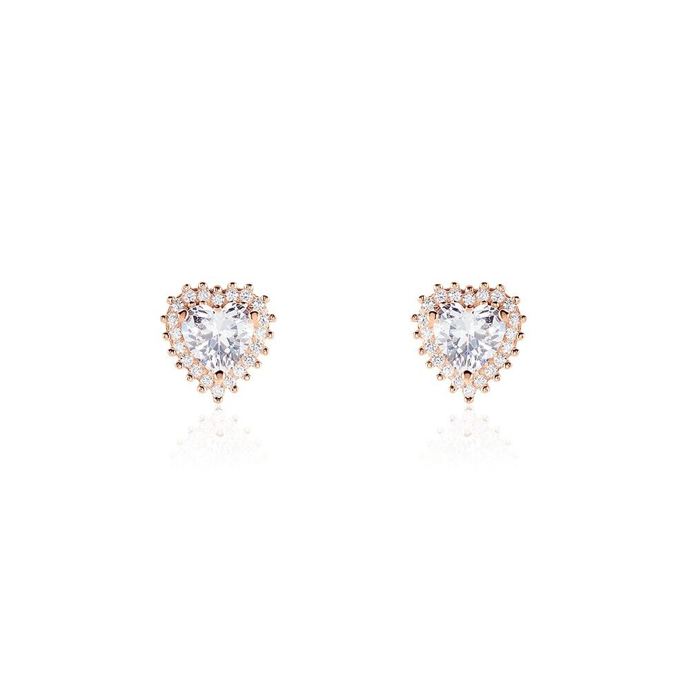 Boucles D'oreilles Puces Calvi Argent Rose Oxyde De Zirconium - Puces Femme | Marc Orian