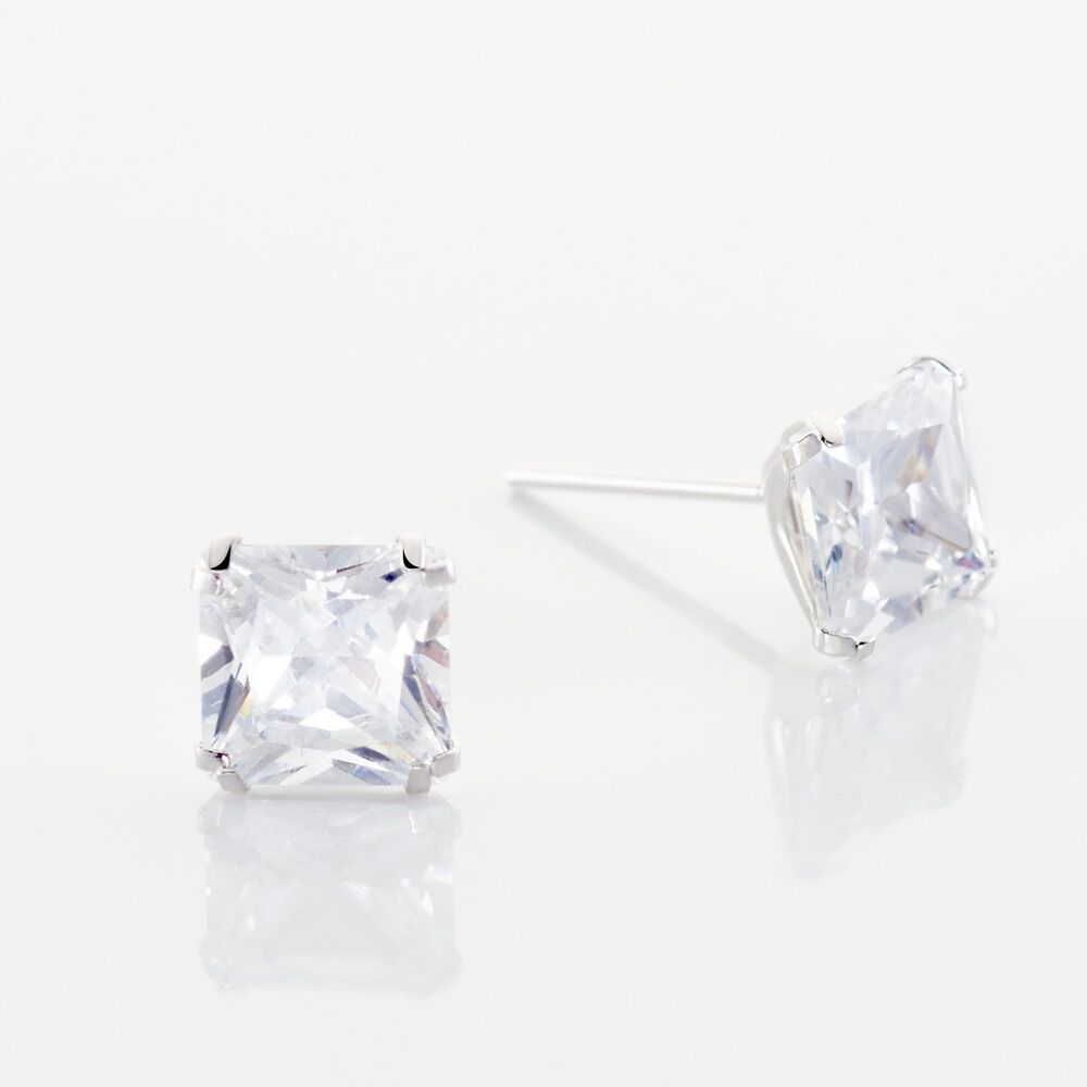 Boucles D'oreilles Puces Or Blanc Doreen Oxydes De Zirconium - Puces Famille | Marc Orian