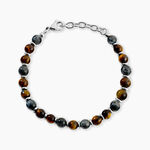 Bracelet Alex Acier Blanc Oeil De Tigre Labradorite - Bracelets cha&icirc;nes Homme | Marc Orian