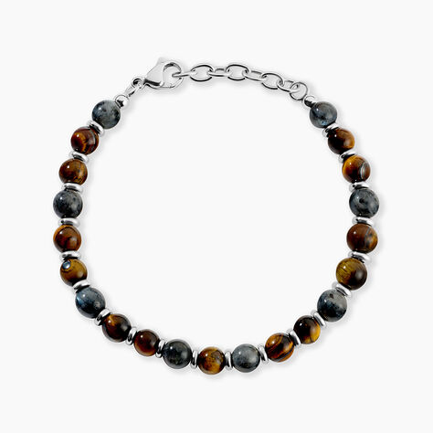 Bracelet Alex Acier Blanc Oeil De Tigre Labradorite - Bracelets cha&icirc;nes Homme | Marc Orian