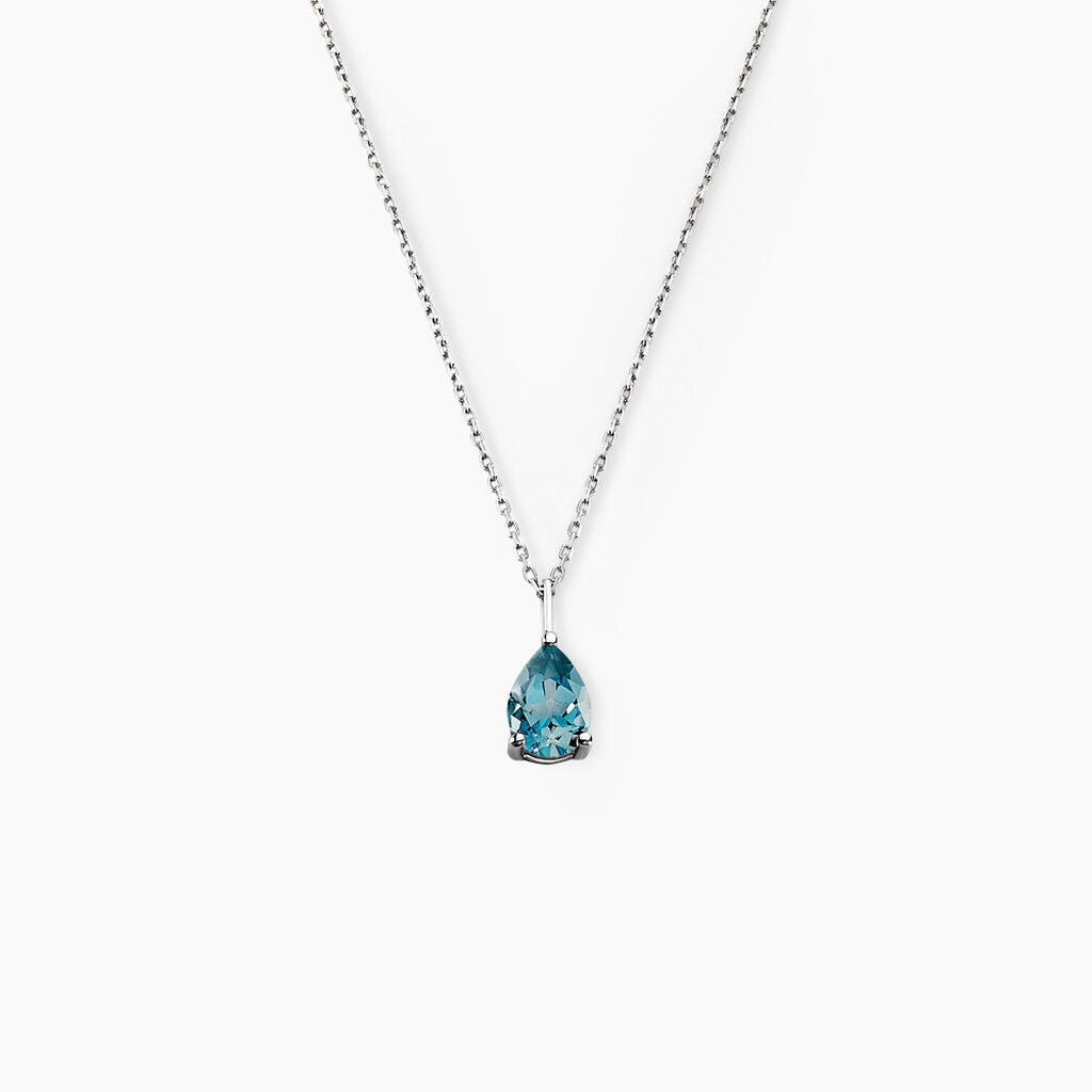Collier Goutte Or Blanc Topaze - Colliers avec pierres Femme | Marc Orian