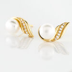 Boucles D'oreilles Puces Antoinette Or Jaune Perle De Culture - Puces Femme | Marc Orian