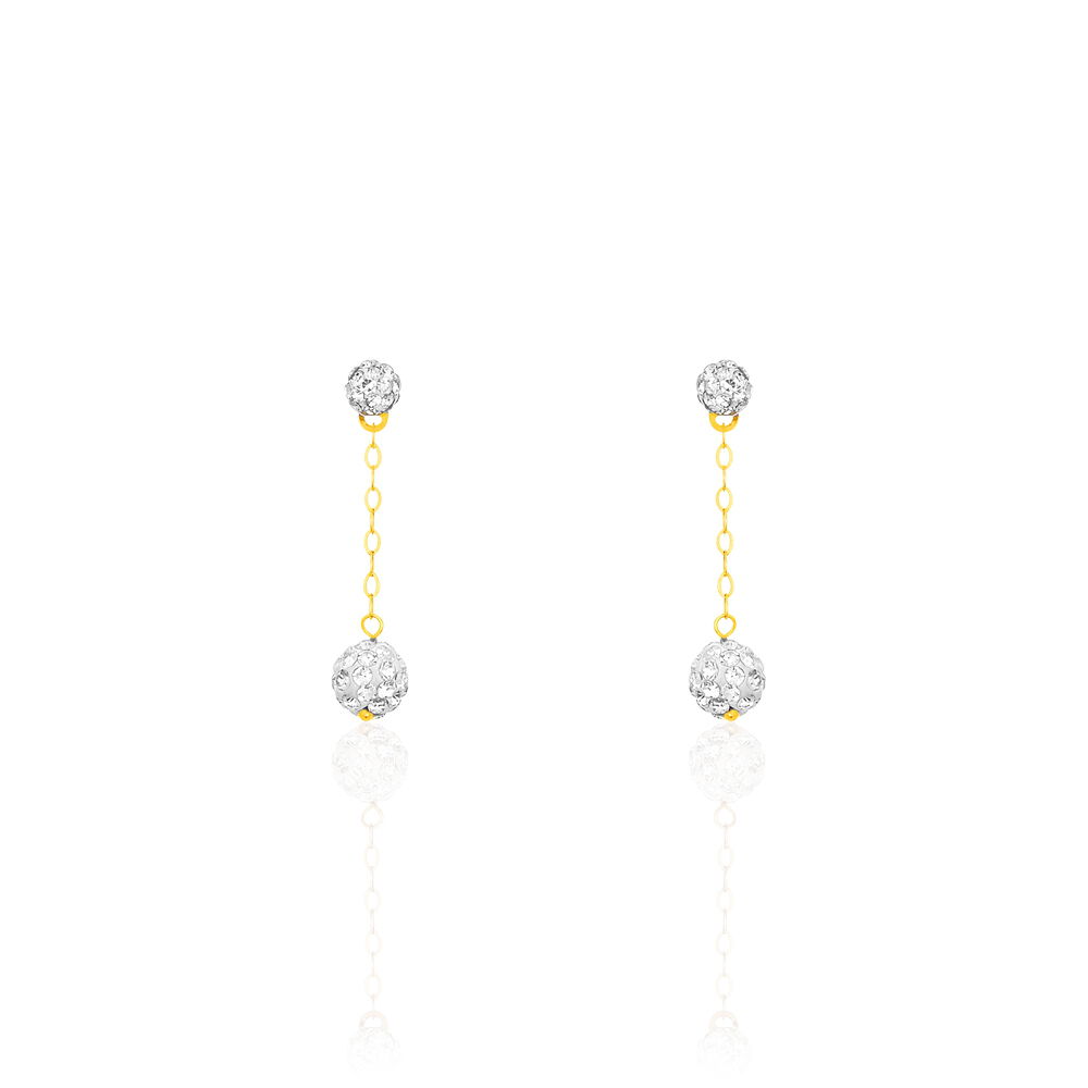 Boucles D'oreilles Pendantes Athena Or Jaune Strass - Pendantes Femme | Marc Orian