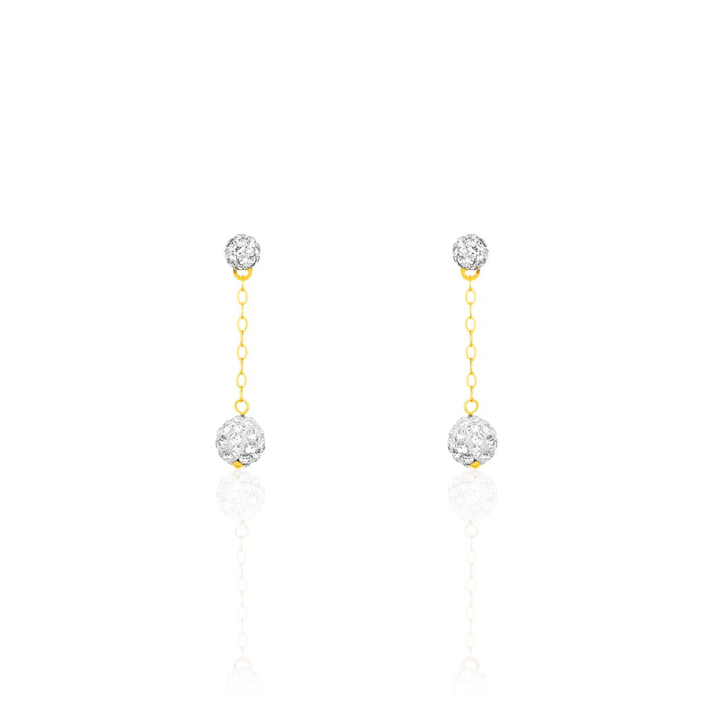 Boucles D'oreilles Pendantes Athena Or Jaune Strass - Pendantes Femme | Marc Orian
