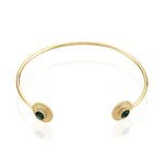 Jonc Plaqu&eacute; Or Ilia Ouvert Rondes Pierres Vertes - Bracelets joncs Femme | Marc Orian
