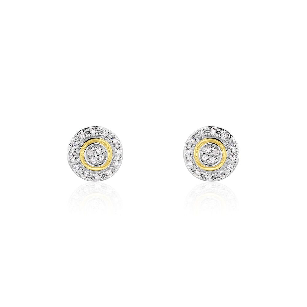 Boucles D'oreilles Puces Rosangela Or Bicolore Diamant Blanc -  Femme | Marc Orian