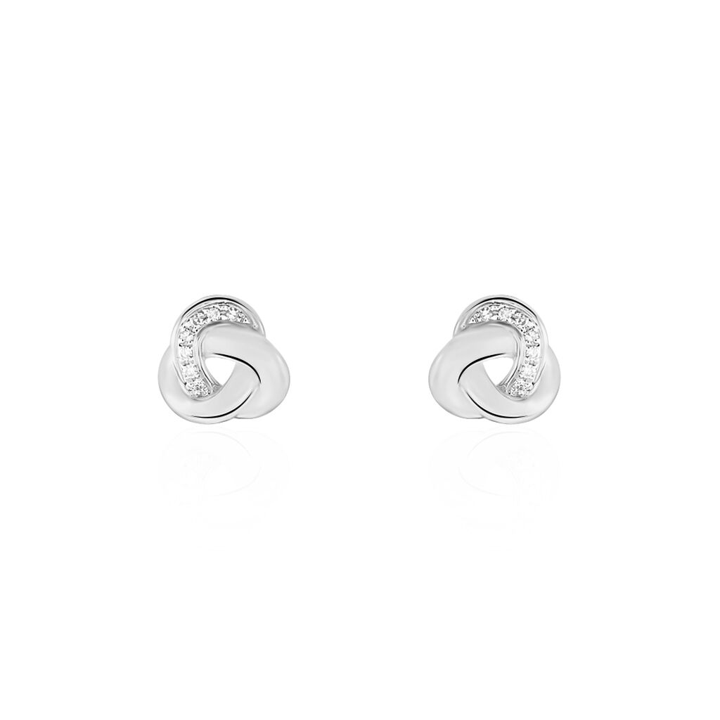 Boucles D'oreilles Puces Mastrona Or Blanc Diamant - Pendantes Femme | Marc Orian