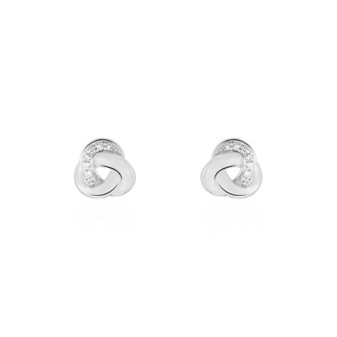 Boucles D'oreilles Puces Mastrona Or Blanc Diamant - Pendantes Femme | Marc Orian