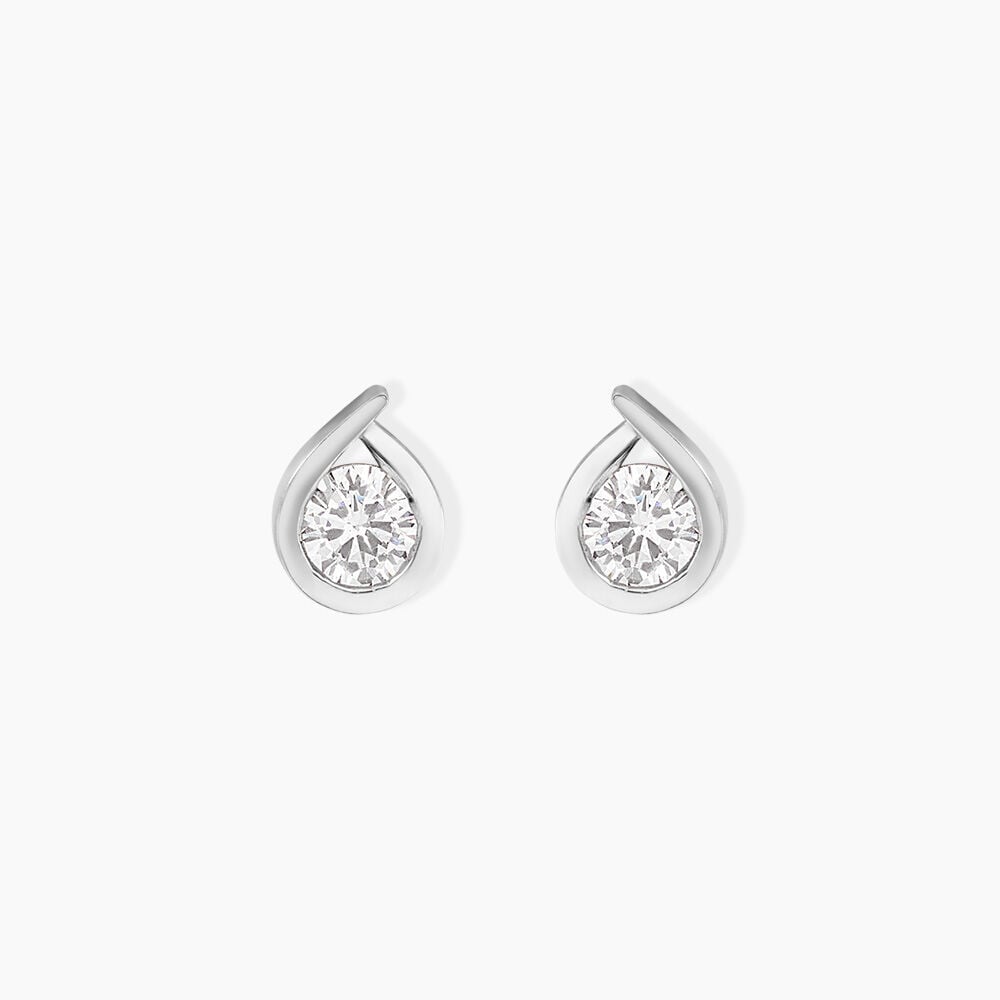 Boucles D'Oreilles Puces Grazia Argent Blanc Oxyde De Zirconium - Puces Femme | Marc Orian
