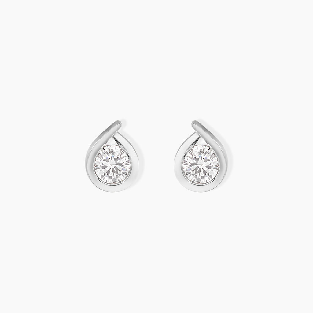 Boucles D'Oreilles Puces Grazia Argent Blanc Oxyde De Zirconium - Puces Femme | Marc Orian