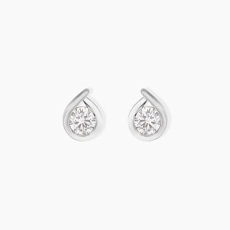 Boucles D'Oreilles Puces Grazia Argent Blanc Oxyde De Zirconium - Puces Femme | Marc Orian