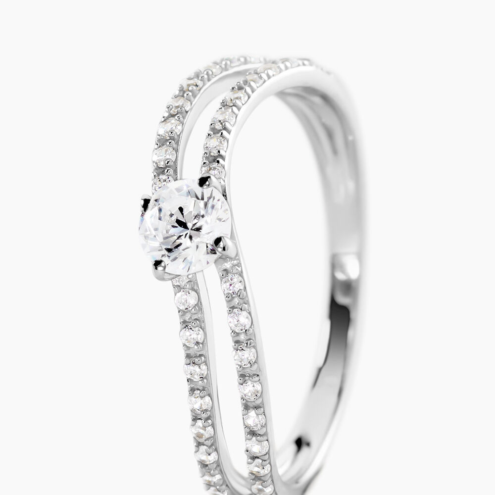 Bague Vrille Double Or Blanc Oxyde De Zirconium - Solitaires Femme | Marc Orian