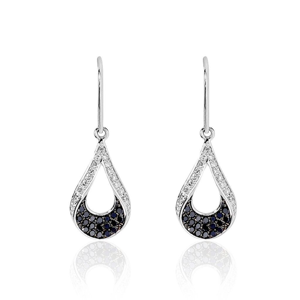 Boucles D'oreilles Pendantes Romanne Or Blanc Diamant - Pendantes Femme | Marc Orian