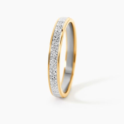 Alliance Grain De Folie Diamantee Ruban Plat Or Bicolore - Alliances duo Unisex | Marc Orian