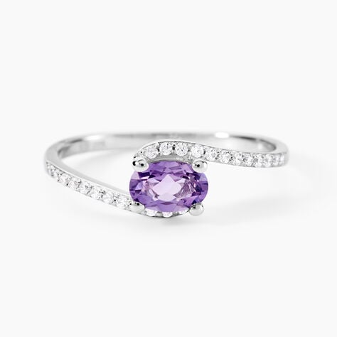 Bague Loriane Or Blanc Amethyste Et Oxyde De Zirconium - Bagues pierres fines Femme | Marc Orian