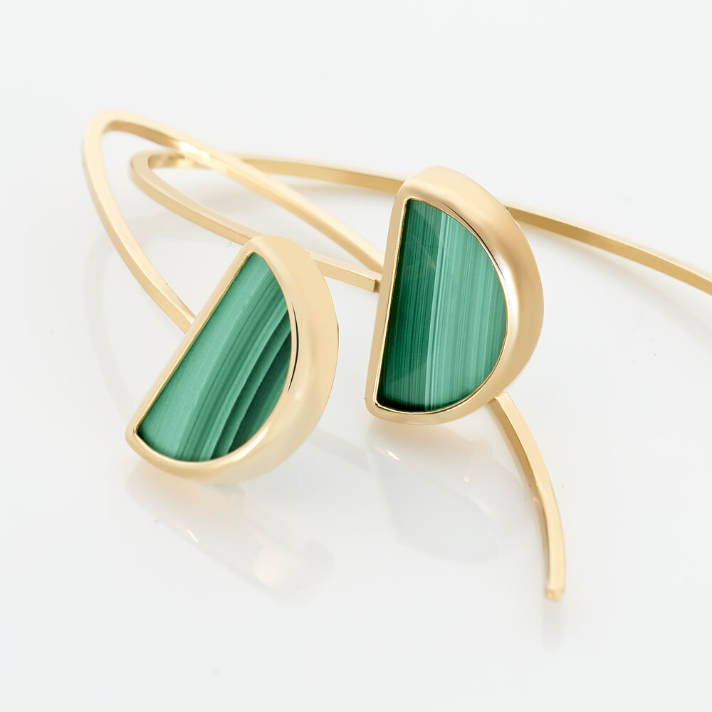 Boucles D'oreilles Pendantes Florica Or Jaune Malachite - Pendantes Femme | Marc Orian