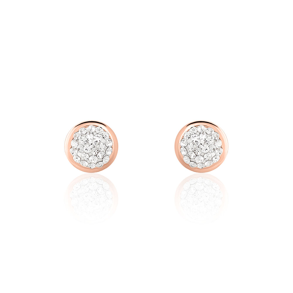 Boucles D'oreilles Puces Edmee Cercle 0 Or Rose Strass - Puces Femme | Marc Orian