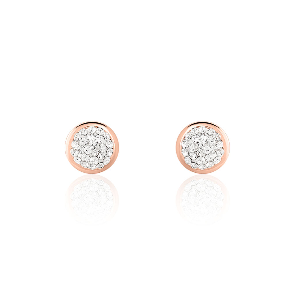 Boucles D'oreilles Puces Edmee Cercle 0 Or Rose Strass - Puces Femme | Marc Orian