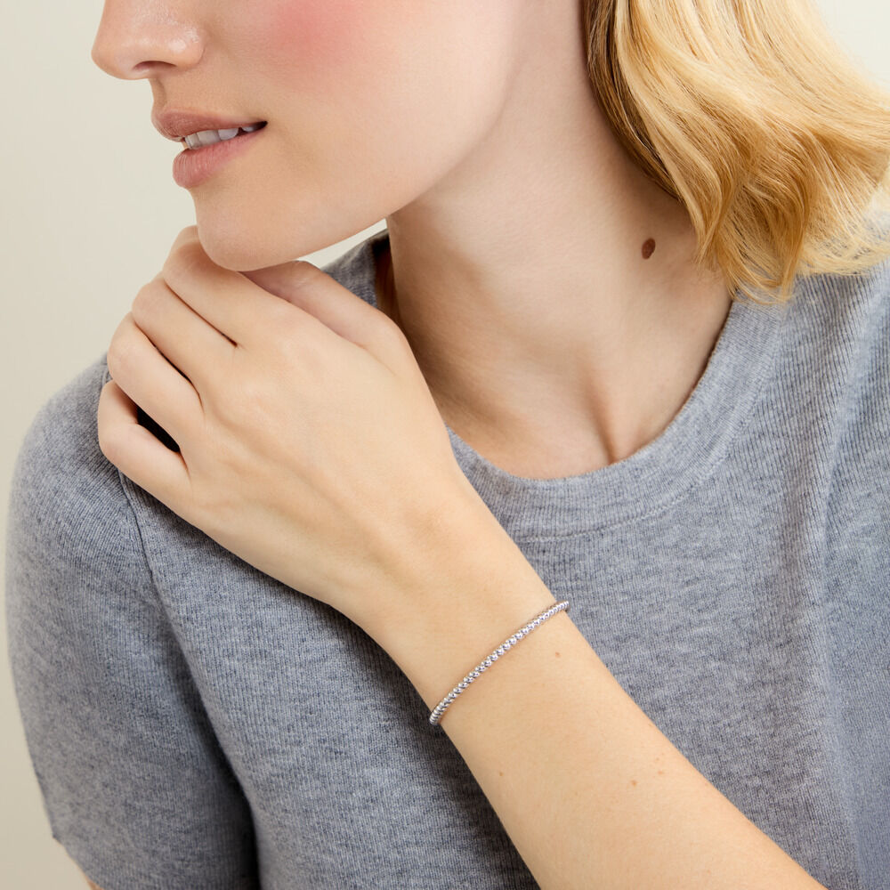 Bracelet Jonc Croissant Argent Blanc - Bracelets joncs Femme | Marc Orian