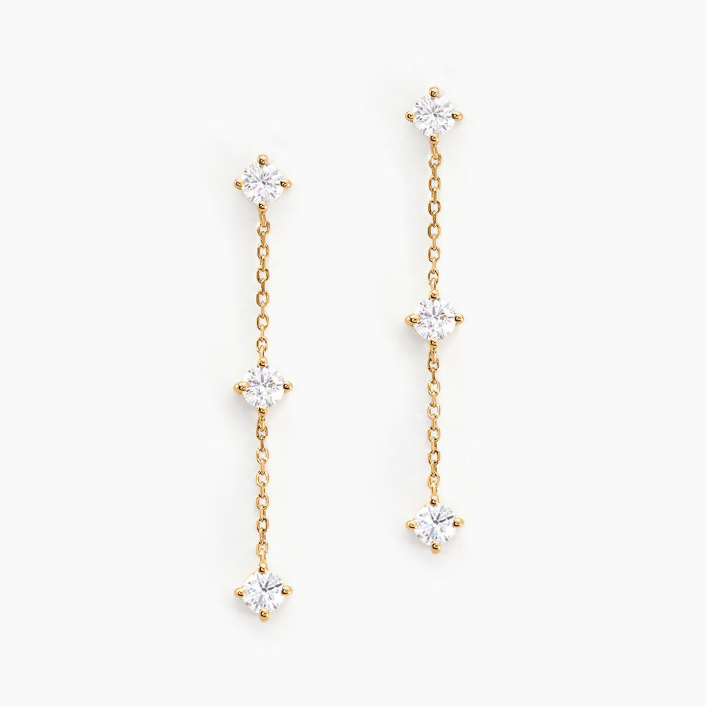 Boucles D'oreilles Pendantes Ethere Or Jaune Oxyde De Zirconium - Pendantes Femme | Marc Orian