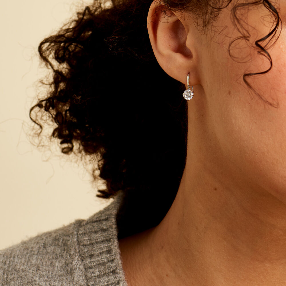 Boucles D'oreilles Pendantes Or Blanc Aedhan Oxydes - Pendantes Femme | Marc Orian