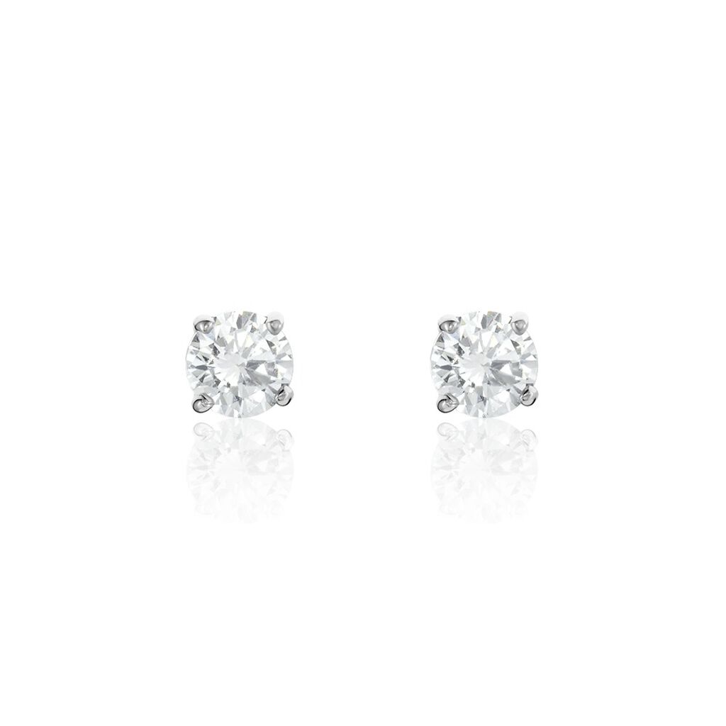 Boucles D'oreilles Puces Or Blanc Katherina Oxyde De Zirconium - Puces Femme | Marc Orian