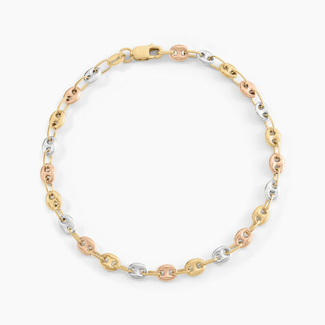 Bracelet Dami Maille Grain De Caf&eacute; Or Tricolore - Bracelets mailles Femme | Marc Orian