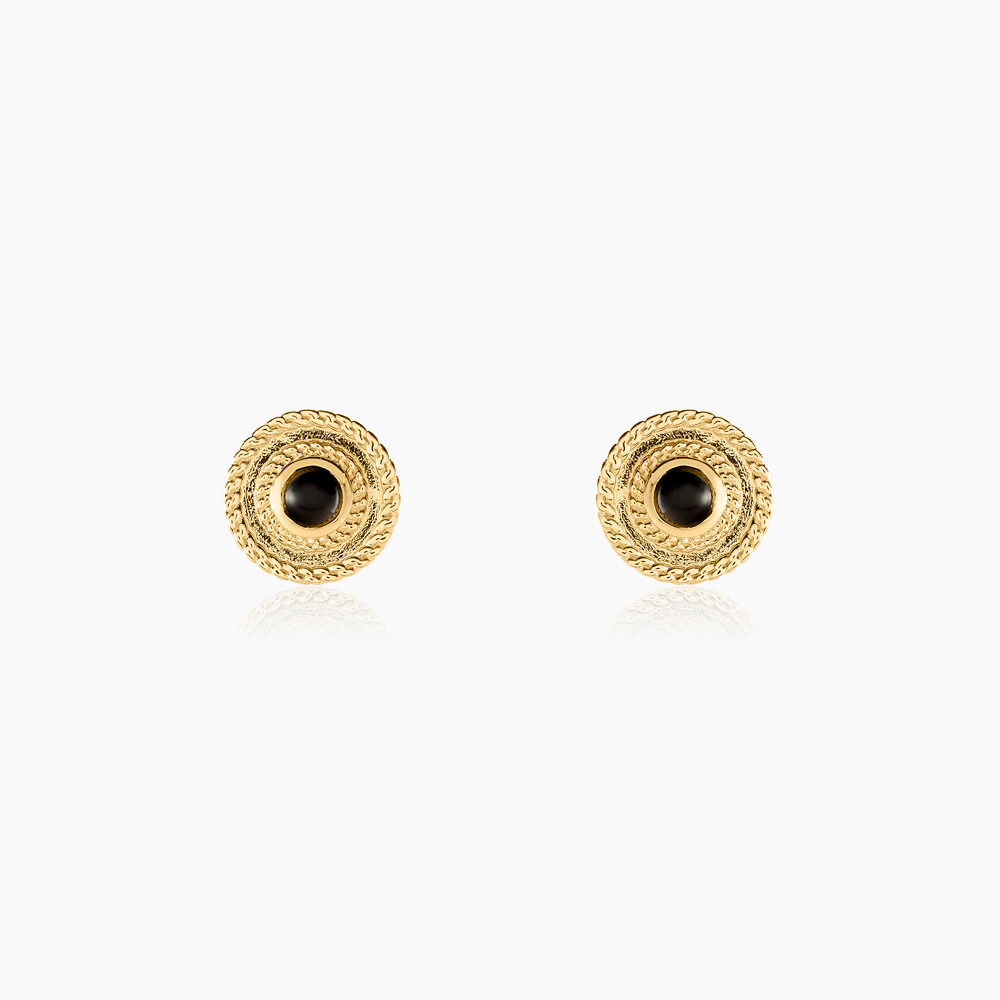 Boucles D'oreilles Puces Aghavni Plaque Or Jaune Agate - Puces Femme | Marc Orian