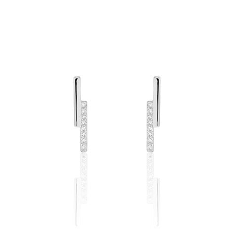 Boucles D'oreilles Puces Kolyane Argent Blanc Oxyde De Zirconium - Puces Femme | Marc Orian