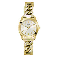 cadran doré fond blanc bracelet acier doré