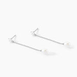Boucles D'oreilles Pendantes Felisia Argent Blanc Perle De Culture - Pendantes Femme | Marc Orian