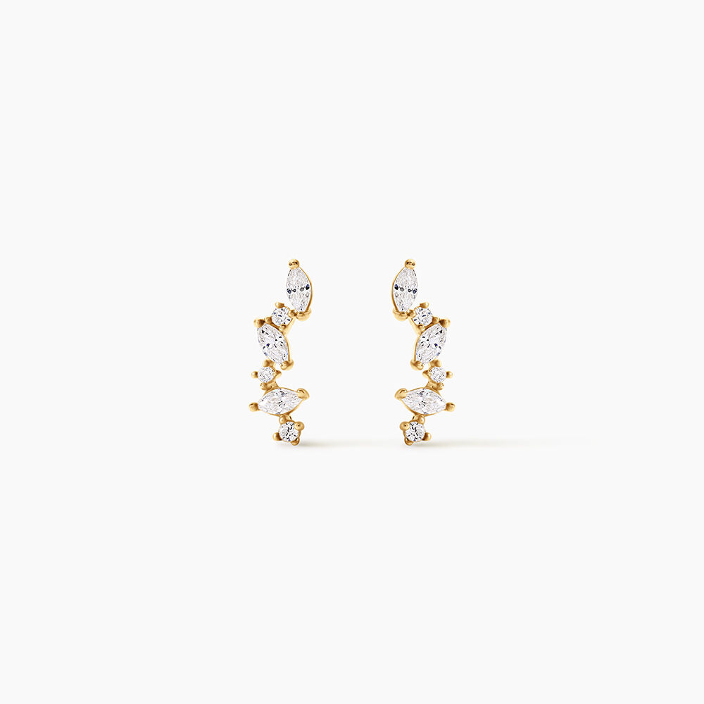 Boucles D'Oreilles Puces Fortunella Argent Dor&eacute; A L'Or 750/1000 Oxyde De Zirconium - Puces Femme | Marc Orian