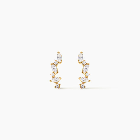 Boucles D'Oreilles Puces Fortunella Argent Dor&eacute; A L'Or 750/1000 Oxyde De Zirconium - Puces Femme | Marc Orian