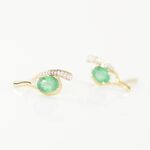 Bijoux D'oreilles Emotion Or Jaune Emeraude Diamant - Puces Femme | Marc Orian