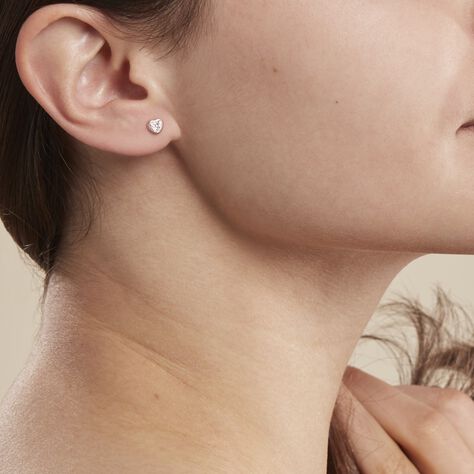 Boucles D'oreilles Puces Daria Cœur 0 Or Rose Strass - Clous d'oreilles Femme | Marc Orian