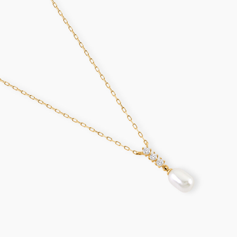 Collier Nahima Or Jaune Perle De Culture Oxyde De Zirconium - Colliers avec pierres Femme | Marc Orian